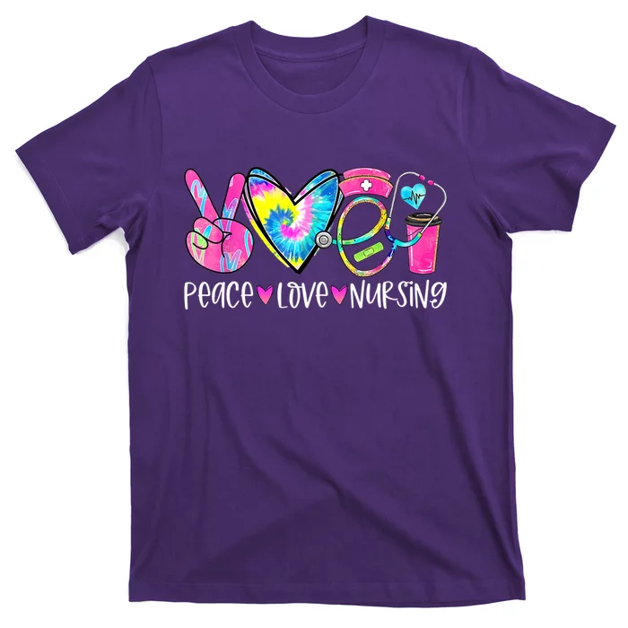 Peace Love Nursing Colorful Cute Nurse Gift T-Shirt