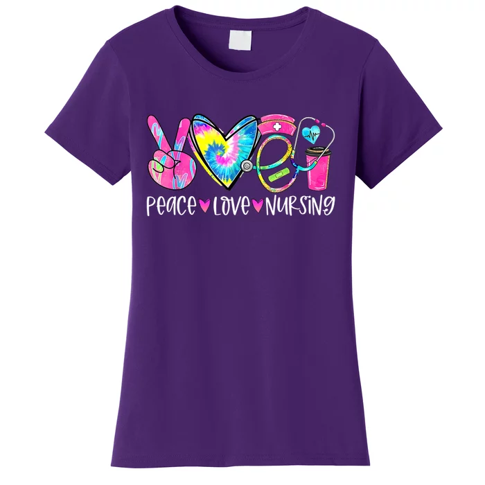 Peace Love Nursing Colorful Cute Nurse Gift Women's T-Shirt