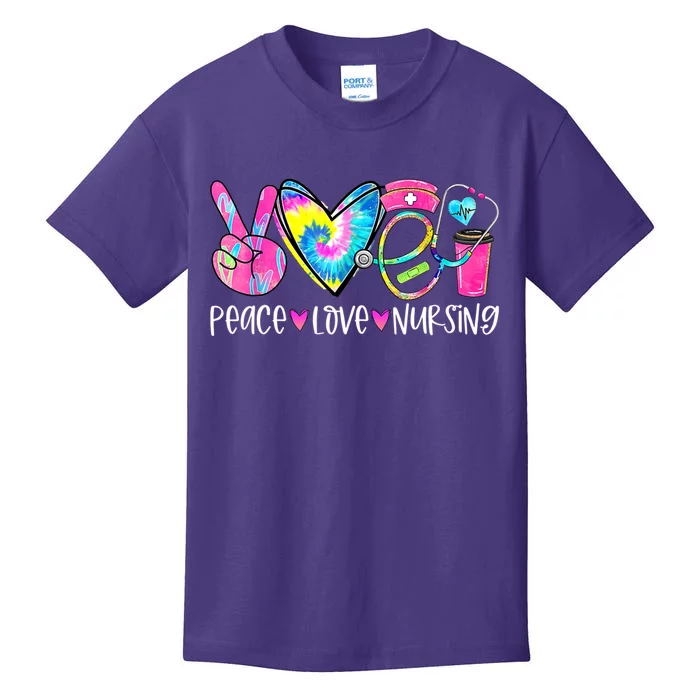 Peace Love Nursing Colorful Cute Nurse Gift Kids T-Shirt