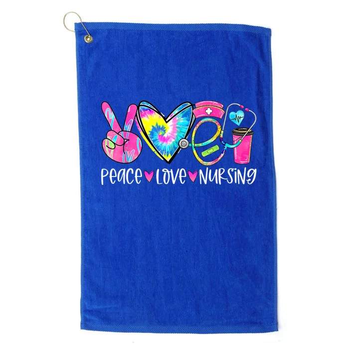 Peace Love Nursing Colorful Cute Nurse Gift Platinum Collection Golf Towel