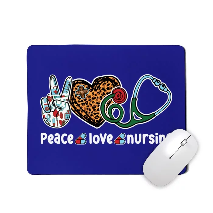 Peace Love Nursing Nurse Life Leopard Stethoscope Heart Gift Mousepad