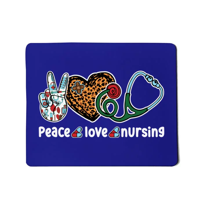 Peace Love Nursing Nurse Life Leopard Stethoscope Heart Gift Mousepad