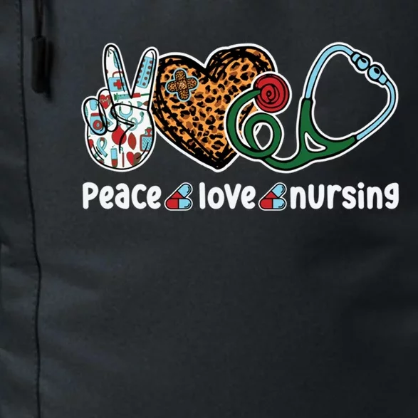 Peace Love Nursing Nurse Life Leopard Stethoscope Heart Gift Daily Commute Backpack