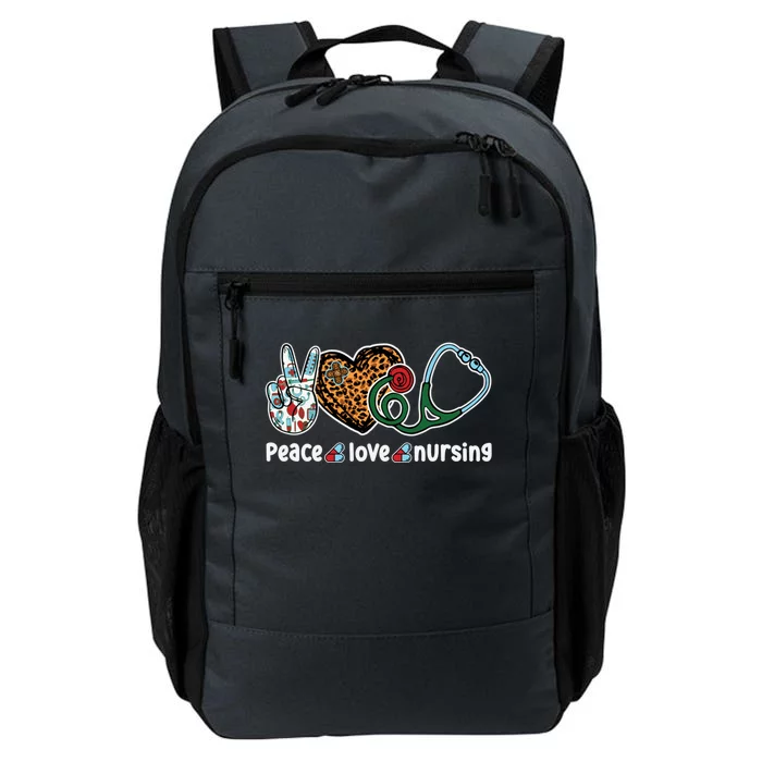 Peace Love Nursing Nurse Life Leopard Stethoscope Heart Gift Daily Commute Backpack