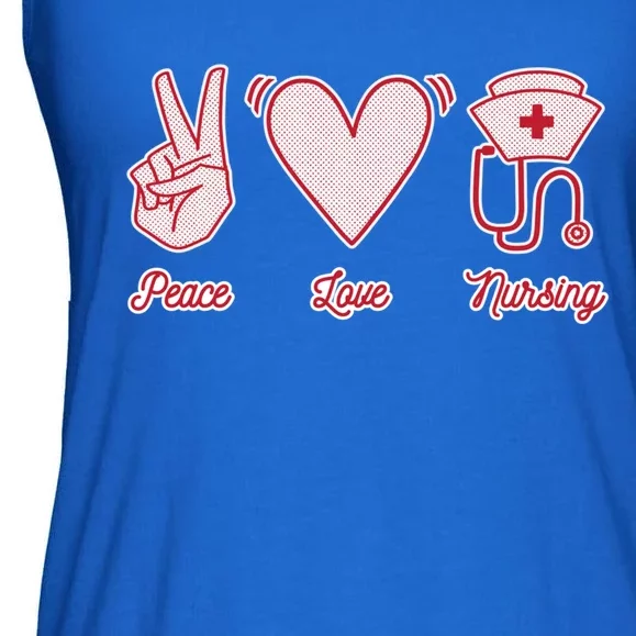 Peace Love Nursing Proud Nurse Quote Saying Healthcare Gift Ladies Essential Flowy Tank