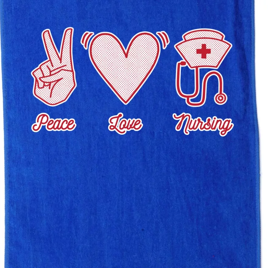 Peace Love Nursing Proud Nurse Quote Saying Healthcare Gift Platinum Collection Golf Towel