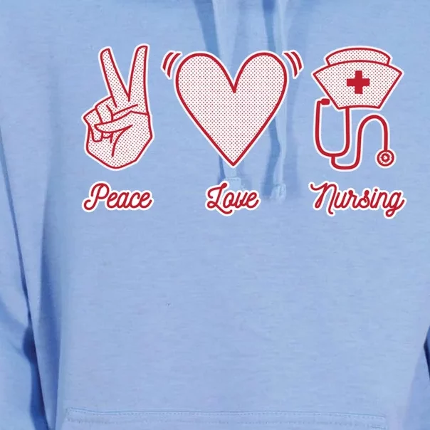 Peace Love Nursing Proud Nurse Quote Saying Healthcare Gift Unisex Surf Hoodie