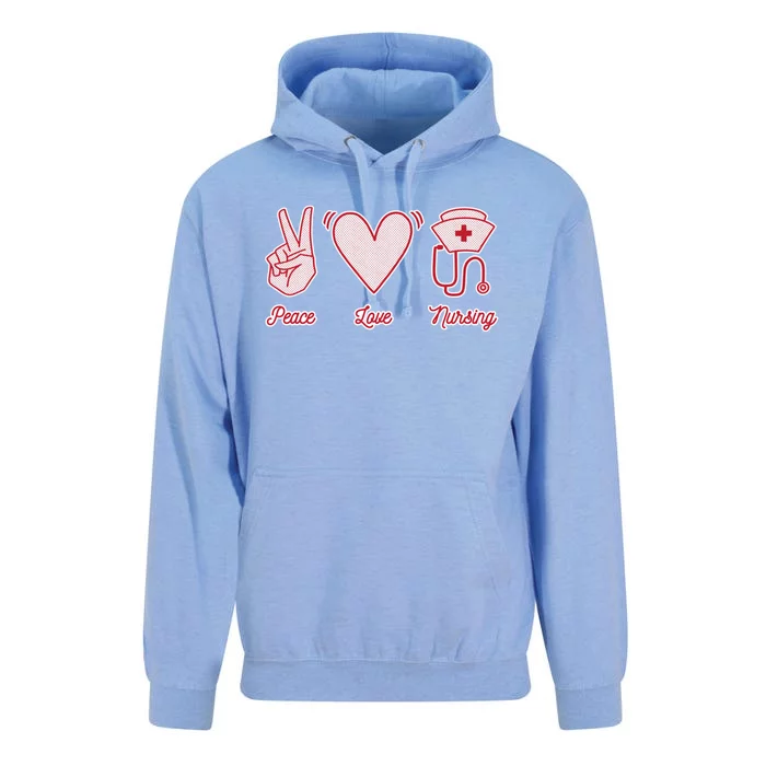 Peace Love Nursing Proud Nurse Quote Saying Healthcare Gift Unisex Surf Hoodie