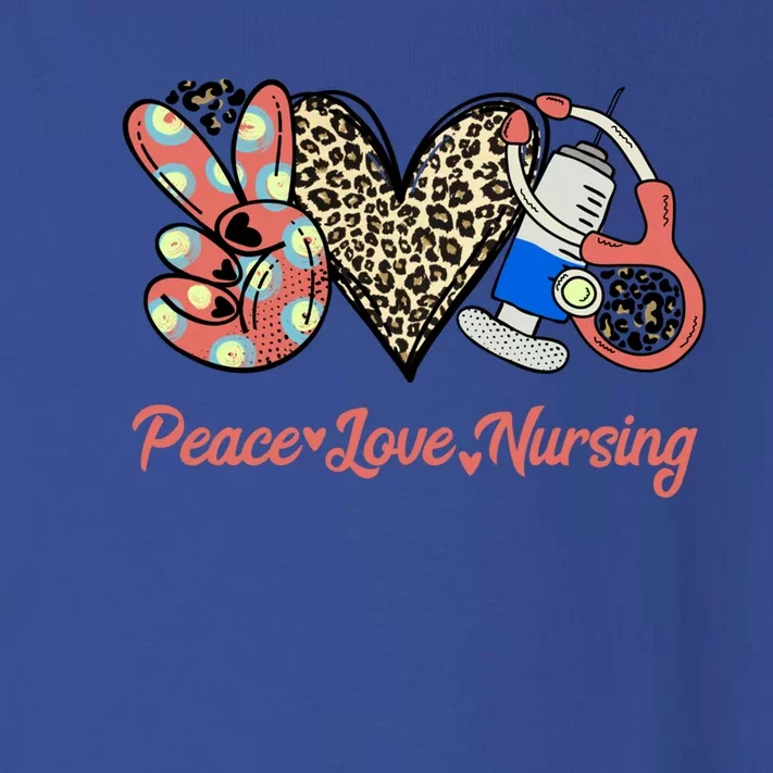 Peace Love Nursing Care About People Love Heart Leopard Rn Gift Toddler Long Sleeve Shirt