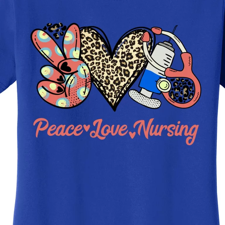 Peace Love Nursing Care About People Love Heart Leopard Rn Gift Women's T-Shirt