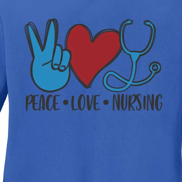 Peace Love Nursing Cool Graphic Gift For Nurse Gift Ladies Long Sleeve Shirt