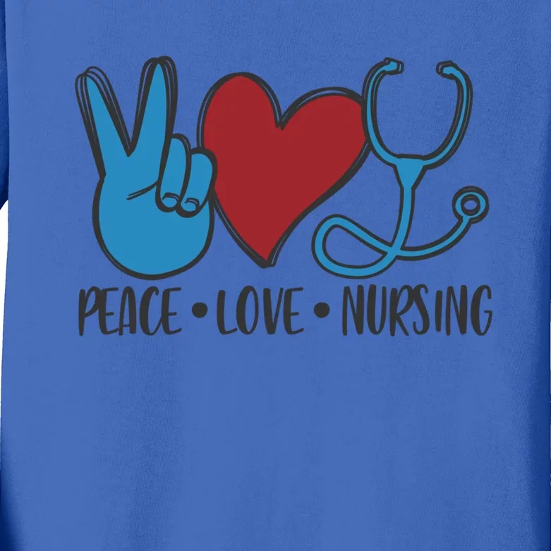 Peace Love Nursing Cool Graphic Gift For Nurse Gift Kids Long Sleeve Shirt