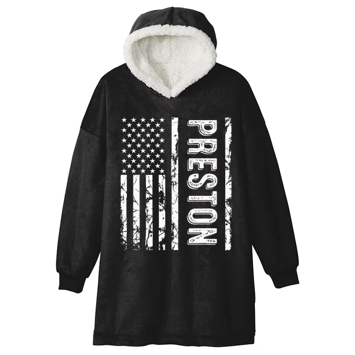 Preston Last Name Funny Surname Team Preston Family Reunion Hooded Wearable Blanket