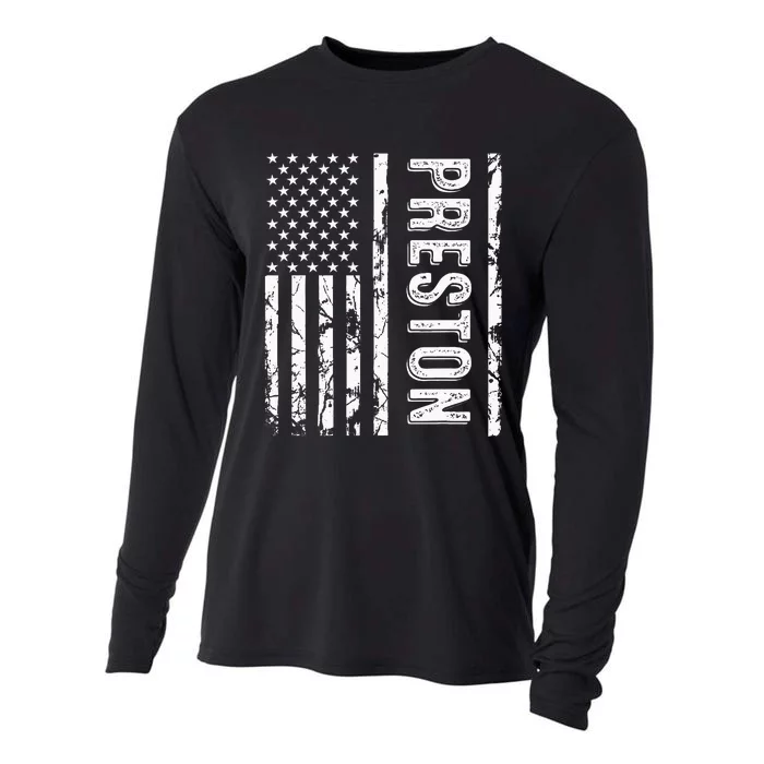 Preston Last Name Funny Surname Team Preston Family Reunion Cooling Performance Long Sleeve Crew