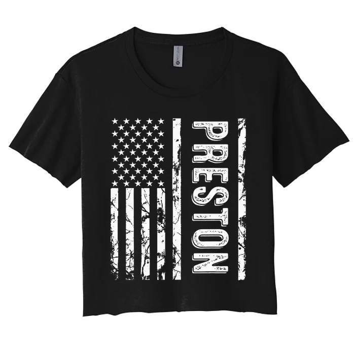 Preston Last Name Funny Surname Team Preston Family Reunion Women's Crop Top Tee