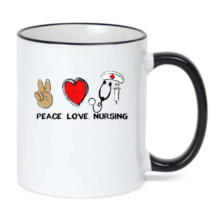 Peace Love Nursing Doctor Nurse Health Care Gift Black Color Changing Mug