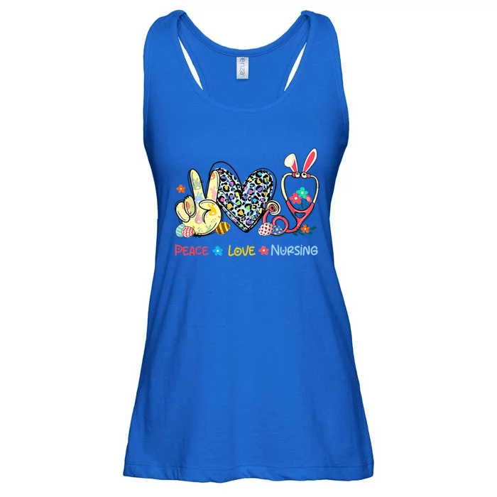 Peace Love Nursing Easter Day Leopard Stethoscope Rn Nurses Great Gift Ladies Essential Flowy Tank