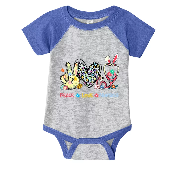 Peace Love Nursing Easter Day Leopard Stethoscope Rn Nurses Great Gift Infant Baby Jersey Bodysuit