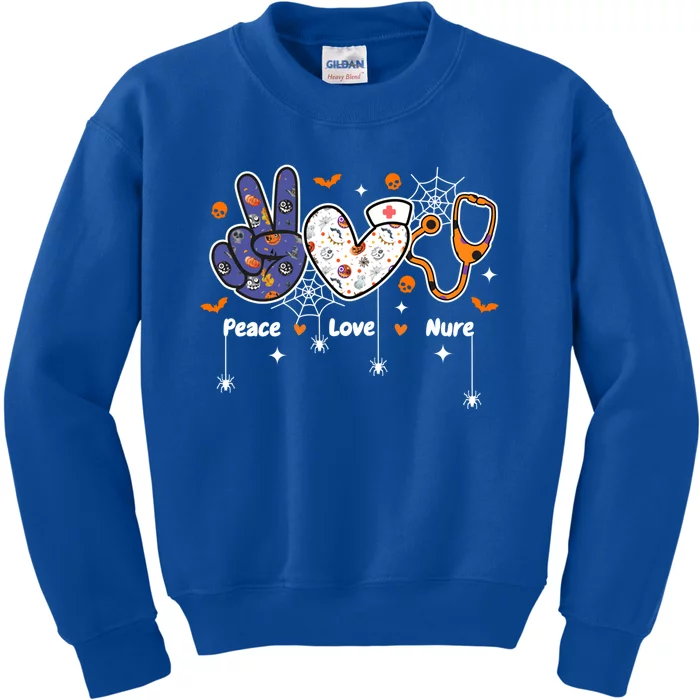 Peace Love Nurse Funny Nursing Halloween Party Costume Cute Gift Kids Sweatshirt