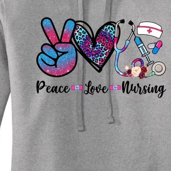 Peace Love Nursing Cute Nurse Stethoscope Tie Dye Flower Great Gift Women's Pullover Hoodie