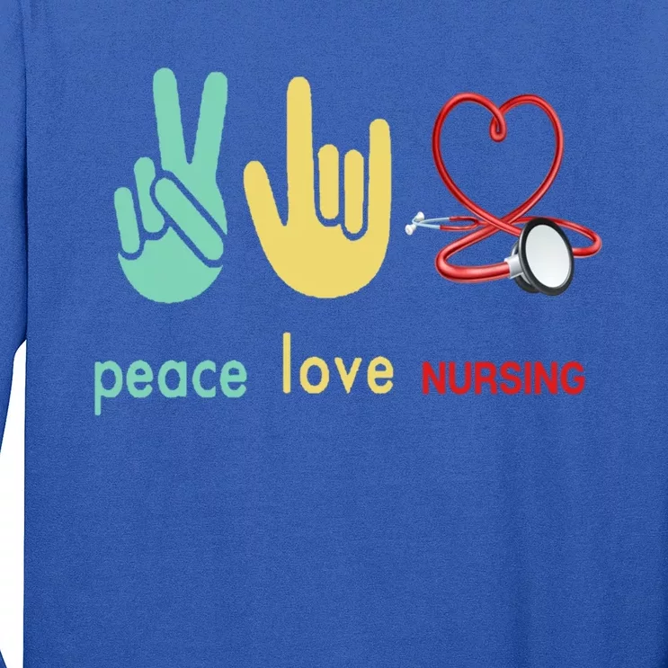 Peace Love Nursing Funny Nurse Costume Gift Long Sleeve Shirt