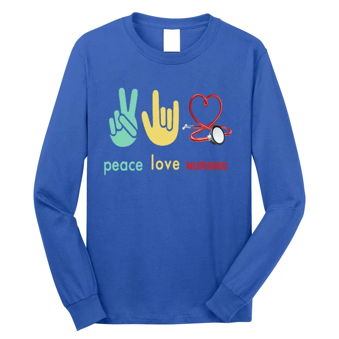 Peace Love Nursing Funny Nurse Costume Gift Long Sleeve Shirt