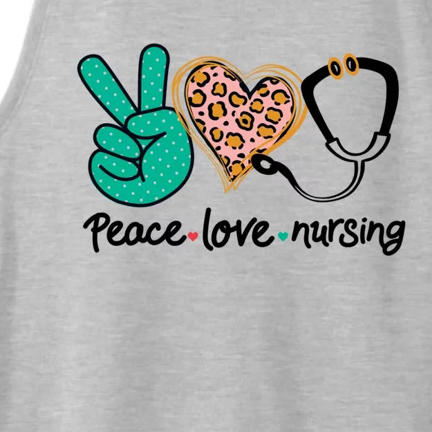 Peace Love Nursing Leopard Heart Nurse Custom Gift Pajama Great Gift Ladies Tri-Blend Wicking Tank