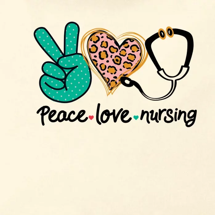 Peace Love Nursing Leopard Heart Nurse Custom Gift Pajama Great Gift Zip Tote Bag