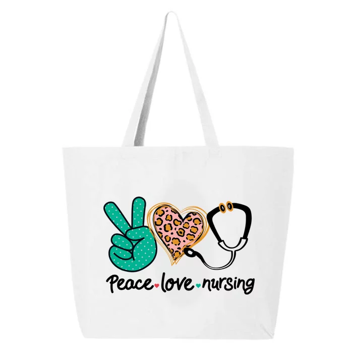 Peace Love Nursing Leopard Heart Nurse Custom Gift Pajama Great Gift 25L Jumbo Tote