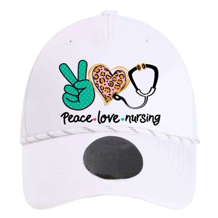 Peace Love Nursing Leopard Heart Nurse Custom Gift Pajama Great Gift Performance The Dyno Cap