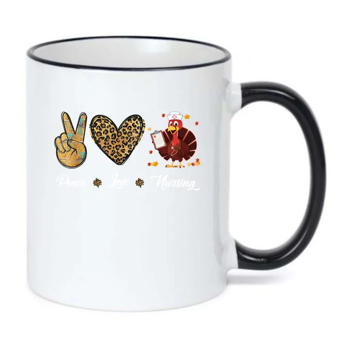 Peace Love Nursing Funny Thanksgiving Turkey Outfit Gift Black Color Changing Mug