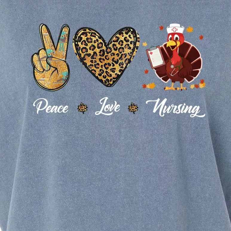 Peace Love Nursing Funny Thanksgiving Turkey Outfit Gift Garment-Dyed Women's Muscle Tee