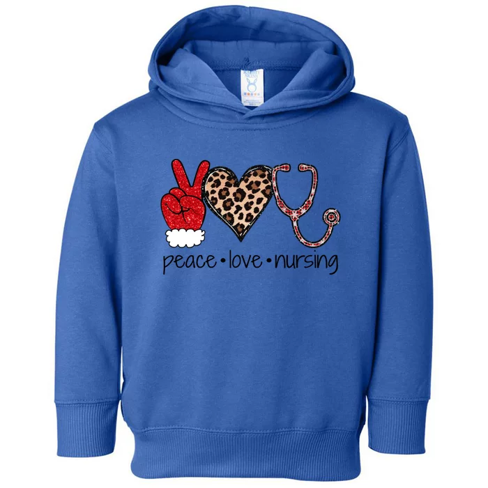 Peace Love Nursing Stethoscope Leopard Nurse Christmas Meaningful Gift Toddler Hoodie