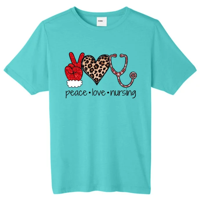 Peace Love Nursing Stethoscope Leopard Nurse Christmas Meaningful Gift ChromaSoft Performance T-Shirt