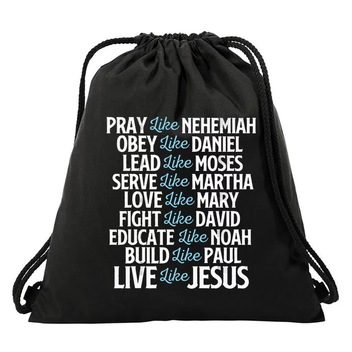 Pray Like Nehemiah Christian Faith Jesus Christ Religious Drawstring Bag