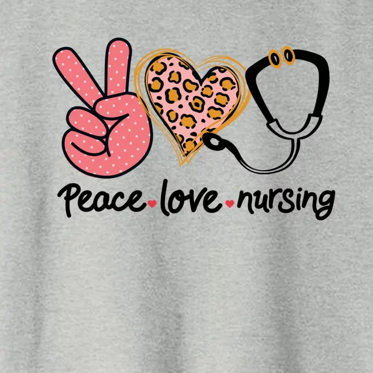 Peace Love Nursing Leopard Heart Nurse Custom Gift Pajama Gift Women's Crop Top Tee