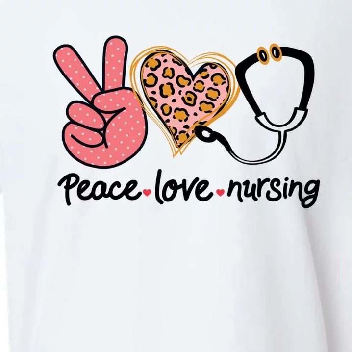 Peace Love Nursing Leopard Heart Nurse Custom Gift Pajama Gift Sueded Cloud Jersey T-Shirt