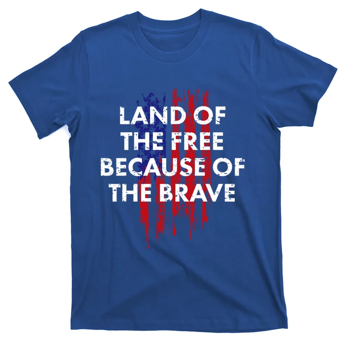 Patriotic Land Of The Free Because Of The Brave Usa Flag Funny Gift T-Shirt