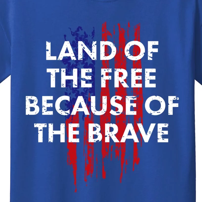 Patriotic Land Of The Free Because Of The Brave Usa Flag Funny Gift Kids T-Shirt