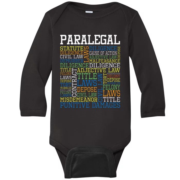 Paralegal Law Office Justice Jurist Attorney Assistant Baby Long Sleeve Bodysuit