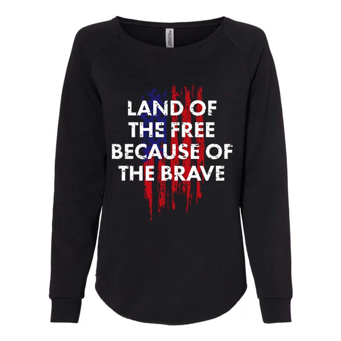 Patriotic Land Of The Free Because Of The Brave Usa Flag Cute Gift Womens California Wash Sweatshirt