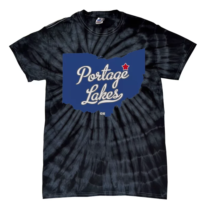 Portage Lakes Ohio OH Map Tie-Dye T-Shirt