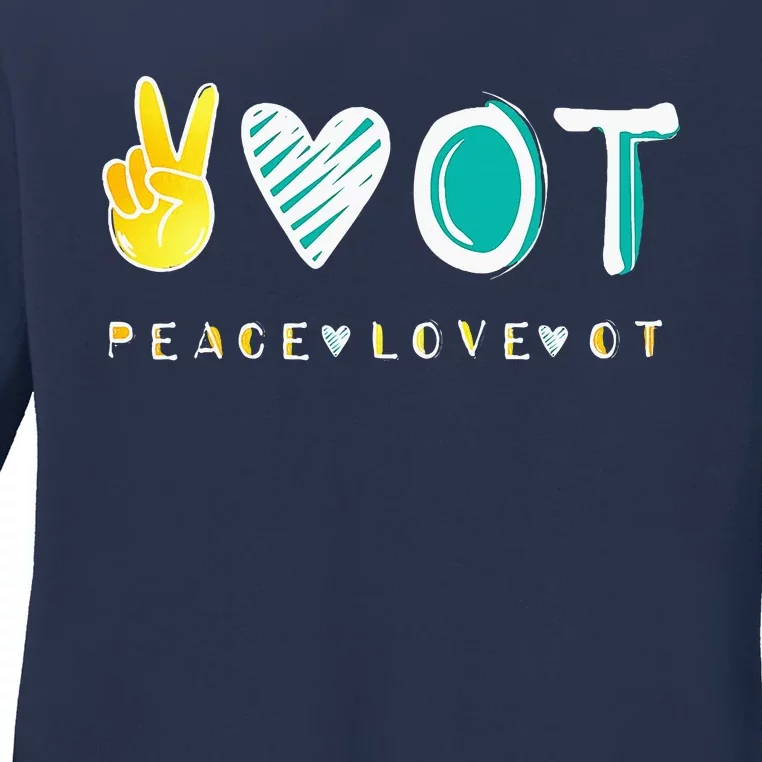 Peace Love Ot Ota Occupational Therapy Ladies Long Sleeve Shirt