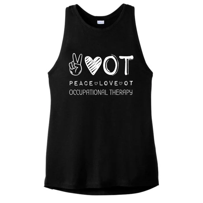 Peace Love Ot Occupational Therapy Therapist Gift Ladies Tri-Blend Wicking Tank