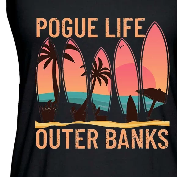 Pogue Life Outer Banks Beach Sunset Surfing Ladies Essential Flowy Tank