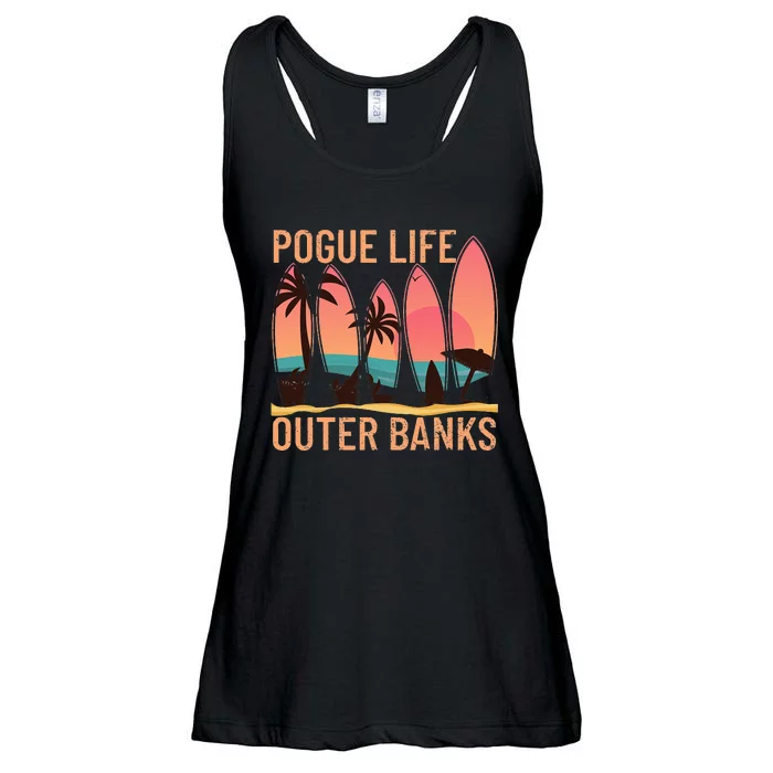 Pogue Life Outer Banks Beach Sunset Surfing Ladies Essential Flowy Tank