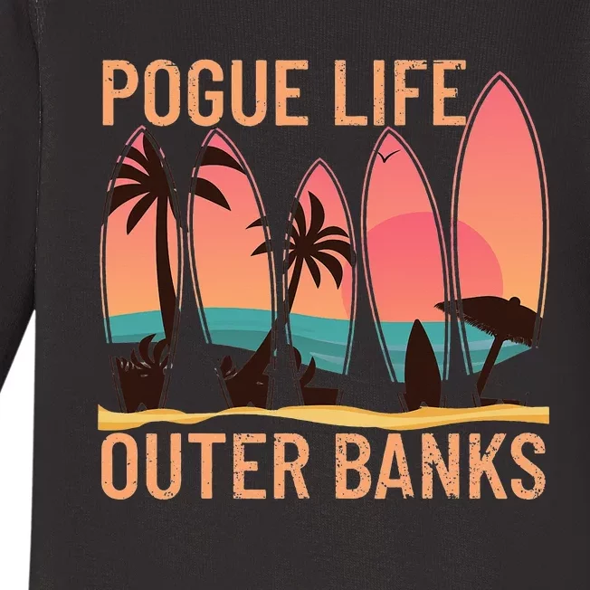 Pogue Life Outer Banks Beach Sunset Surfing Baby Long Sleeve Bodysuit