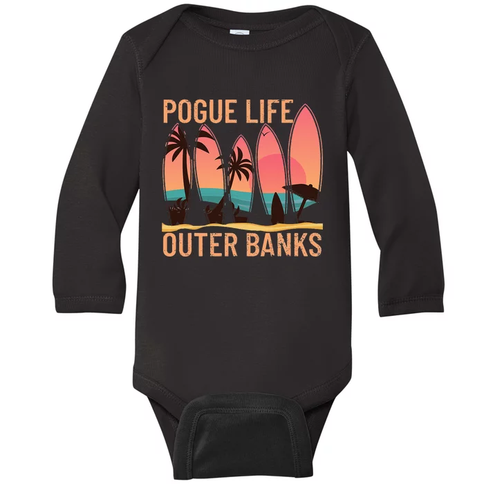 Pogue Life Outer Banks Beach Sunset Surfing Baby Long Sleeve Bodysuit