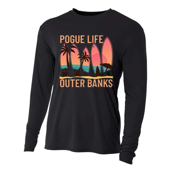 Pogue Life Outer Banks Beach Sunset Surfing Cooling Performance Long Sleeve Crew