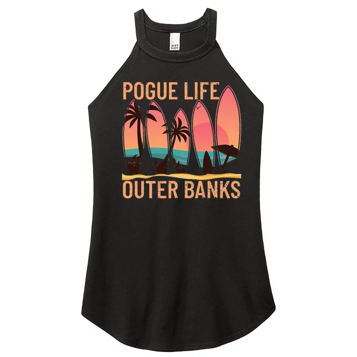 Pogue Life Outer Banks Beach Sunset Surfing Women’s Perfect Tri Rocker Tank